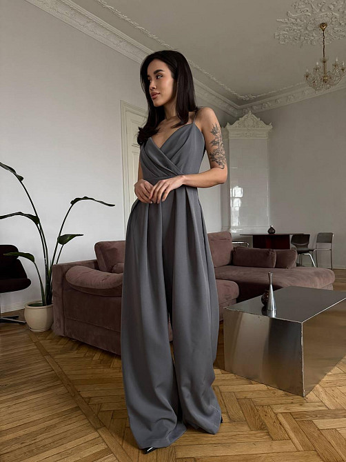 Стильний жіночий елегантний комбінезон костюмка преміум'якості Графіт, 42 Одеса - фото 3