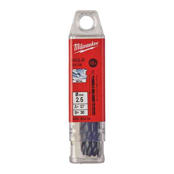 Свердло по металу HSS-R MILWAUKEE DIN338, діаметр 2,5 мм, (10шт) Одеса