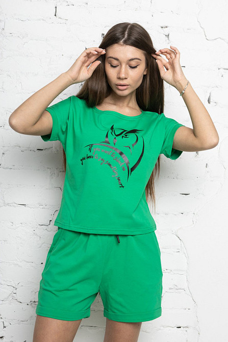 Спортивный костюм женский летний Зелёный M Харьков - изображение 2