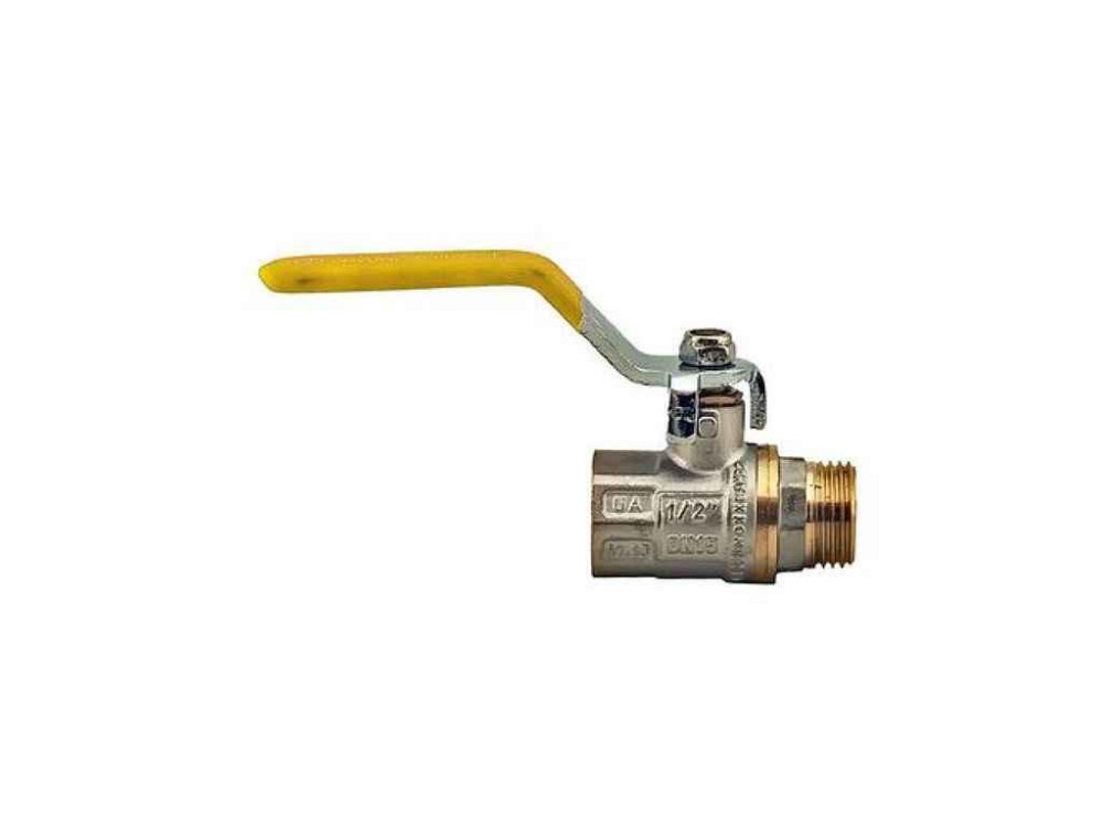 Кран шаровой газ 1/2 ГШВ ГАЗ, WP607-15FML-Y - FML ручка рычаг желтая ТМ WATERPRO Sollmir Киев - изображение 1