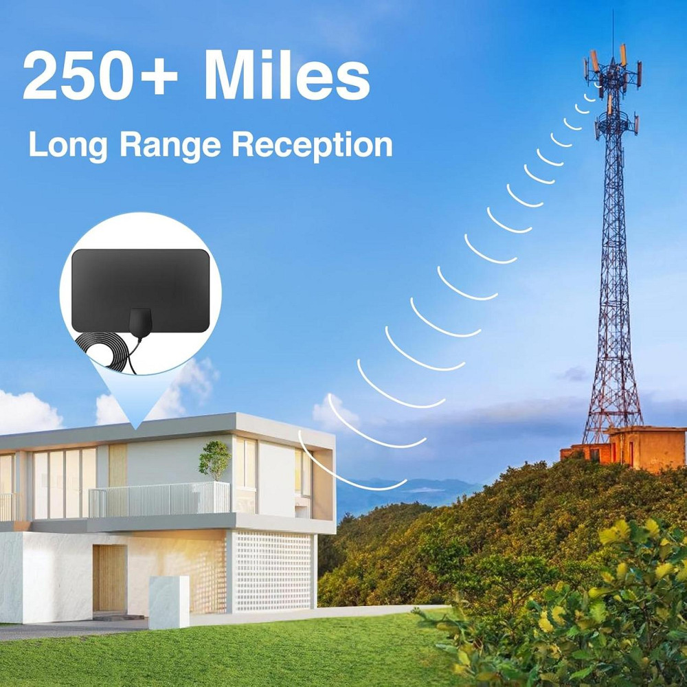 Антена телевізійна Smart 4K Чорна внутрішня активна з підсилювачем Smart IC 250+ miles 16.4FT коакс 75Ω підтримка 1080p Freeview Київ - фото 2