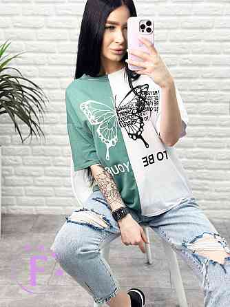 Двокольорова футболка "Butterfly" оптом від виробника | Норма | Розпродаж моделі Оливковий, 42-44 Київ