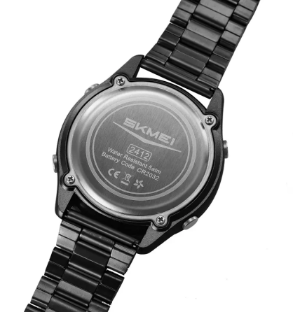 Годинник чоловічий наручний спортивний Skmei 2412 зі сталевим браслетом (Чорний) Київ