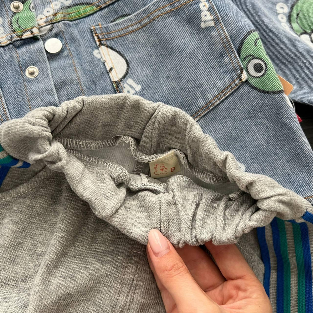 Дитячий Костюм Трійка (Реглан + Джинсовка + Штани) Зелений Hone Baby 80 пакунок малюка Киев - изображение 7