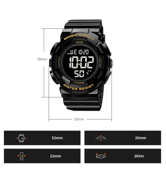 Мужские наручные спортивные часы Skmei 2081 Черный с золотом /Черный Винница - изображение 9