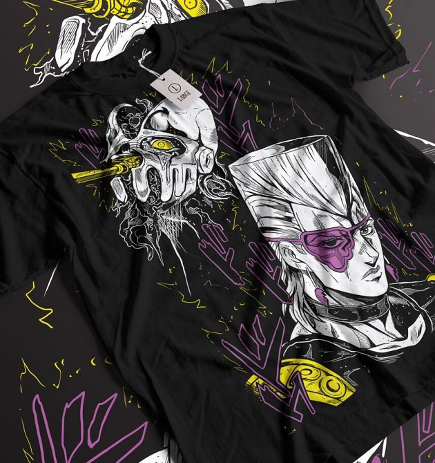 Футболка з аніме принтом Полнареф Джоджо С Бізарре оверсайз (S/M/L) Чорний AnimeJ0989 Дніпро - фото 1