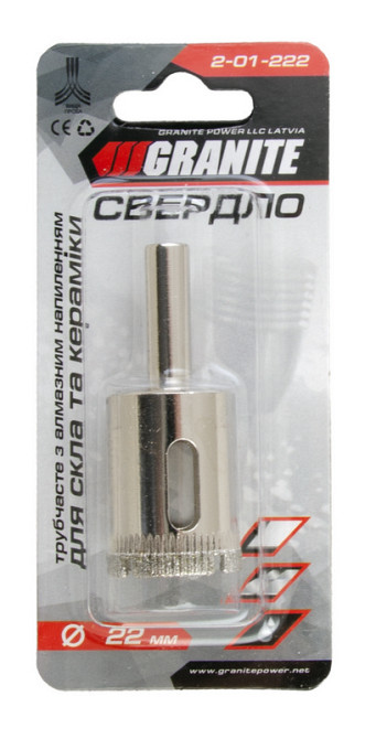 GRANITE Свердло для скла та кераміки GRANITE трубчасте з алмазним напиленням 22 мм 2-01-222 Киев - изображение 4