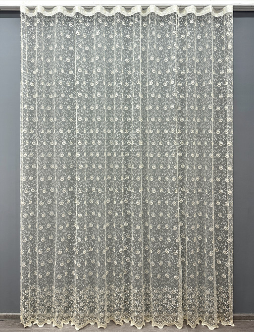 Тюль VR-Textil 1685т Фатин с вышивкой Молочный 300х270 см (42-0728) Киев - изображение 2