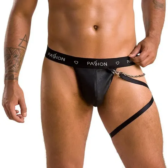Чоловічі трусики танга з підв’язкою Passion 058 THONG BILL XXL/XXXL Black Львів