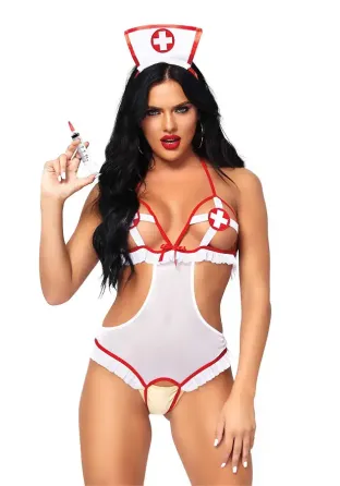 Костюм медсестри Leg Avenue Naughty Nurse, one size, боді та шапочка Львів