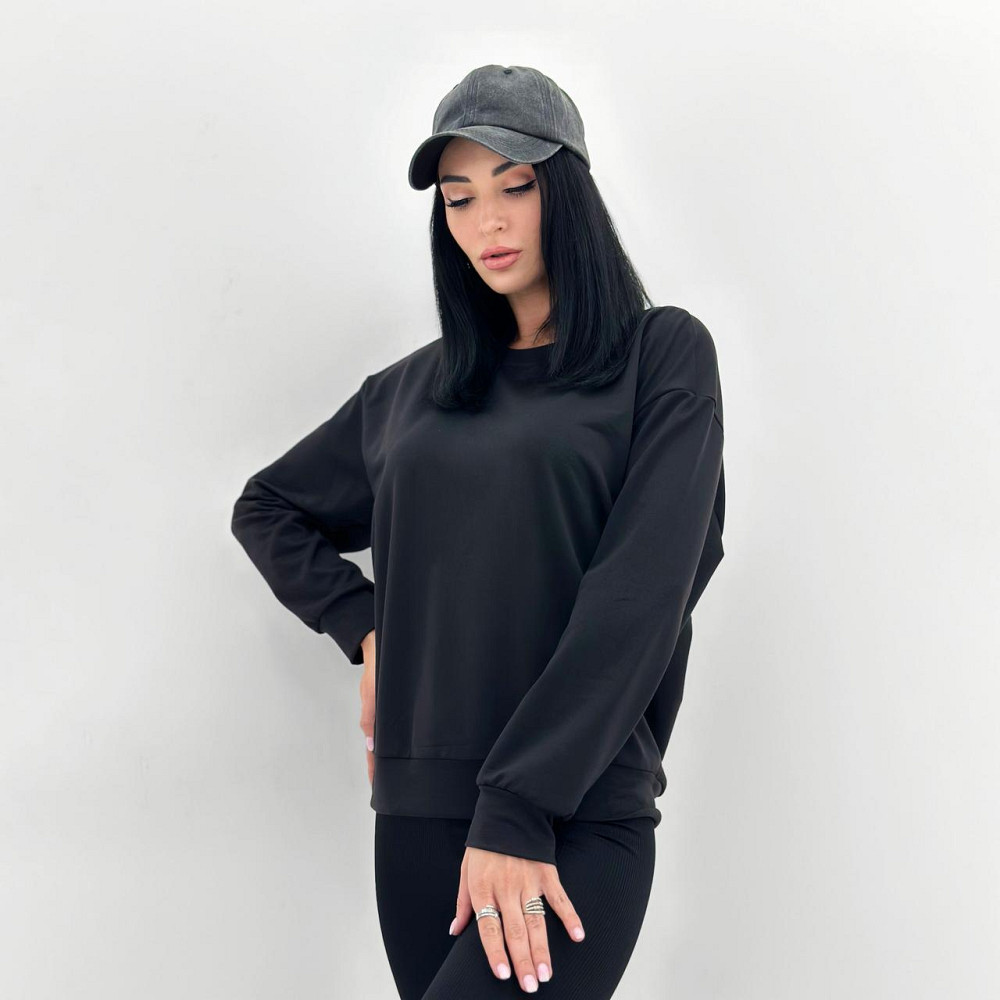 Базовий світшот з двонитки "Kaplan" оптом | Батал Чорний, 50-52 Київ - фото 3