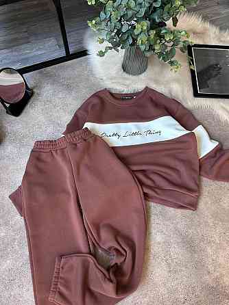 Женский стильный теплый костюм двойка трехнить на Флисе Шоколад Одесса