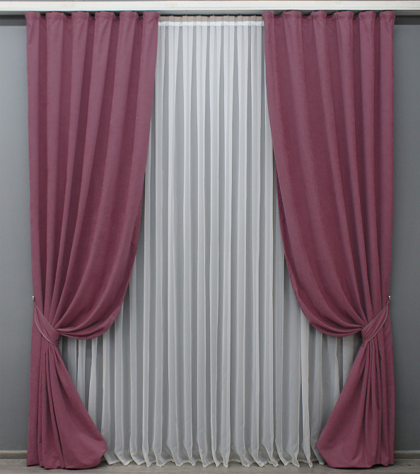 Шторная ткань микровелюр Petek цвет темно-розовый 1517ш Киев - изображение 7