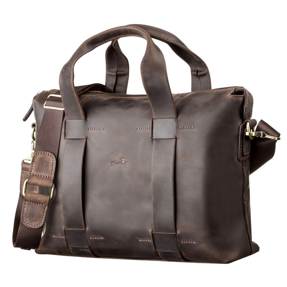Сумка чоловіча SHVIGEL 11105 шкіряна Коричнева Київ - фото 1