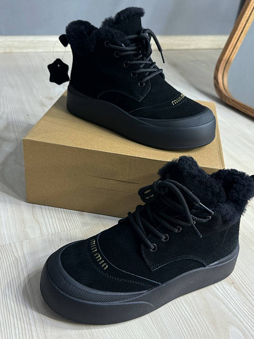 Черевики жіночі Hengji 677-1 замшеві високі кеди на хутрі чорні, 37, 23,5 см Київ - фото 18