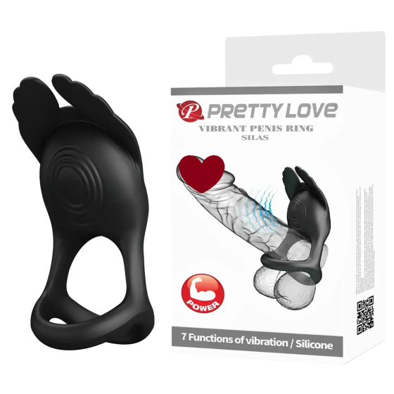 Ерекційне кільце Pretty Love — Vibration Penis Ring SILAS Black, BI-210318 Sex Aura Київ