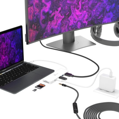 Концентратор J5create USB-C 6-in-1 2xUSB 3.1 + USB-C PD + HDMI + SD/TF + 3.5mm white (JCD373-N) Винница - изображение 4