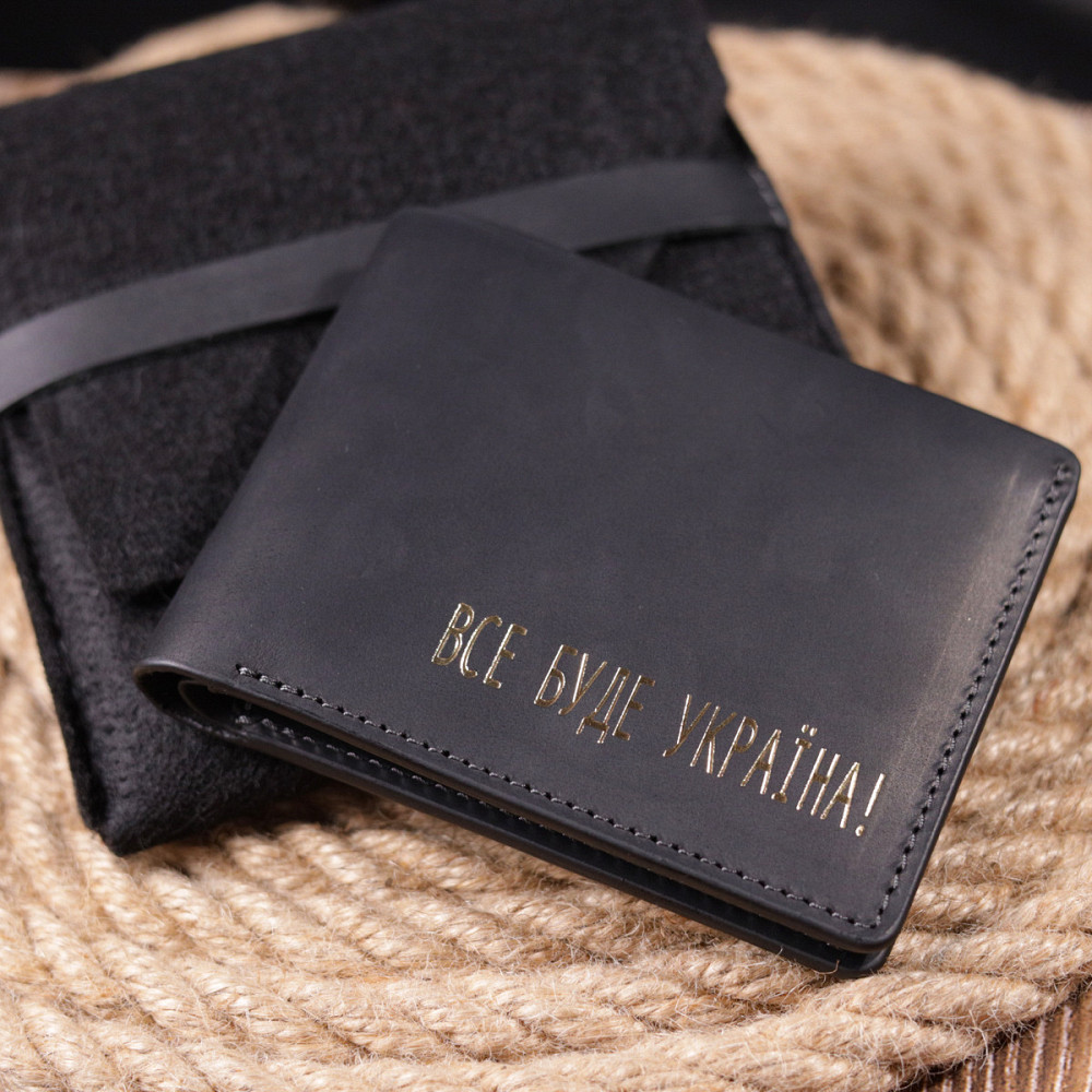 Функциональный кожаный кошелек без застежки Украина GRANDE PELLE 16755 Черный Киев - изображение 10