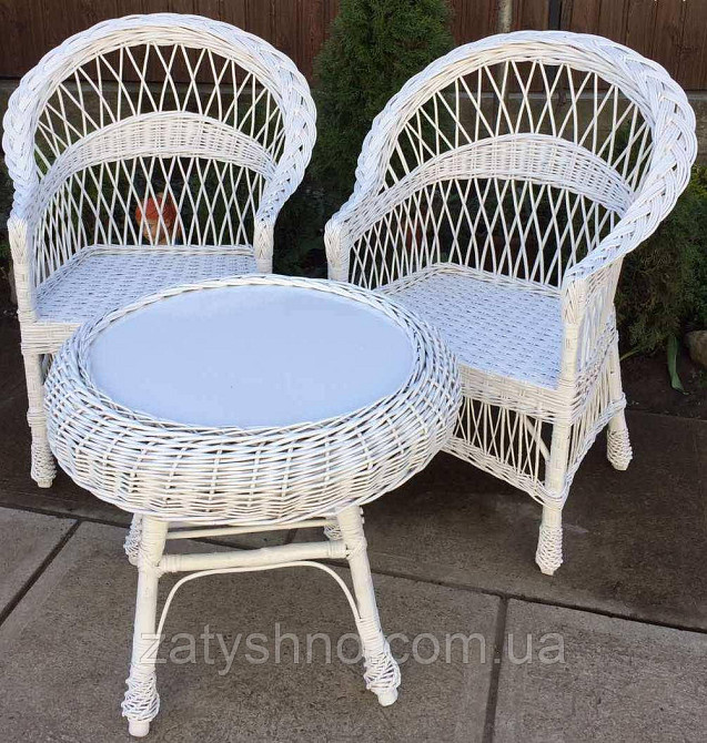 Белая мебель с журнальным столом | мебель из лозы белая с 2 креслами| мебель белая из ротанга Киев - изображение 5