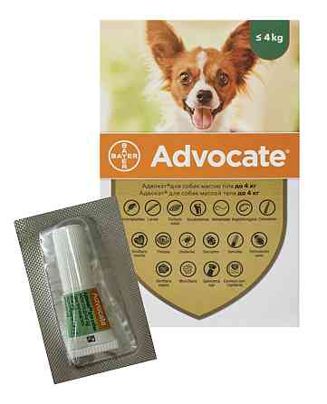 Краплі Адвокат для собак вагою до 4 кг (0,4 мл) упаковка 3 шт, BAYER Вінниця