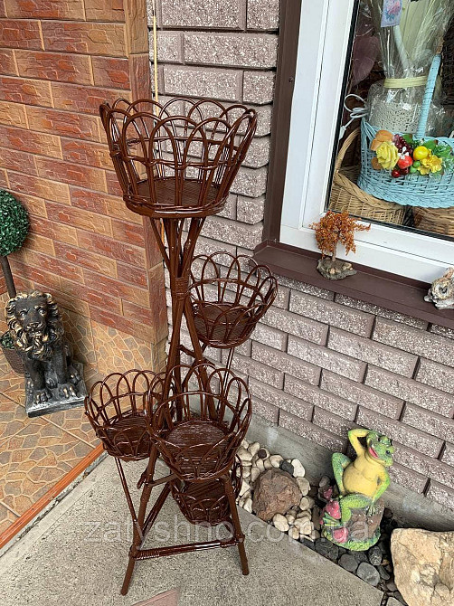 Коричнева плетена підставка для квітів, вазонів. Київ - фото 5