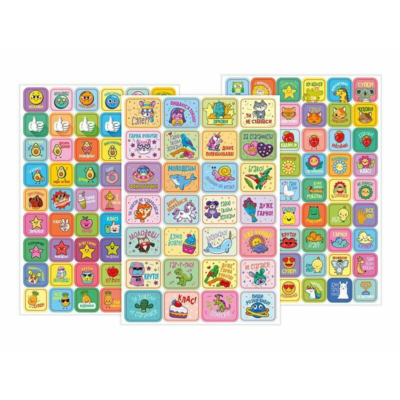 Набір наліпок "Оцінки" 10106101 бірюзові, 4 аркуші, 158 стікерів Вінниця - фото 2