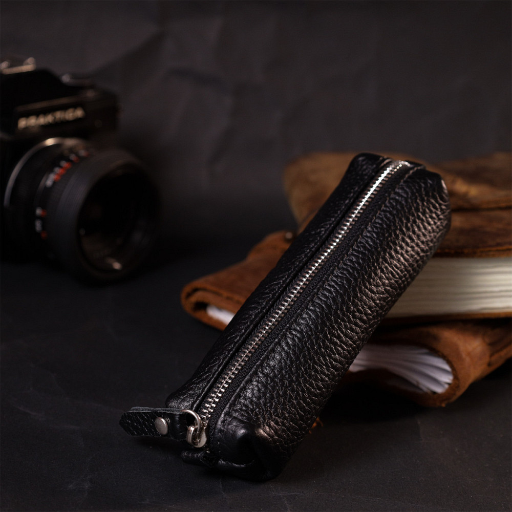 Практична шкіряна ключниця GRANDE PELLE 11637 Чорний Київ - фото 2