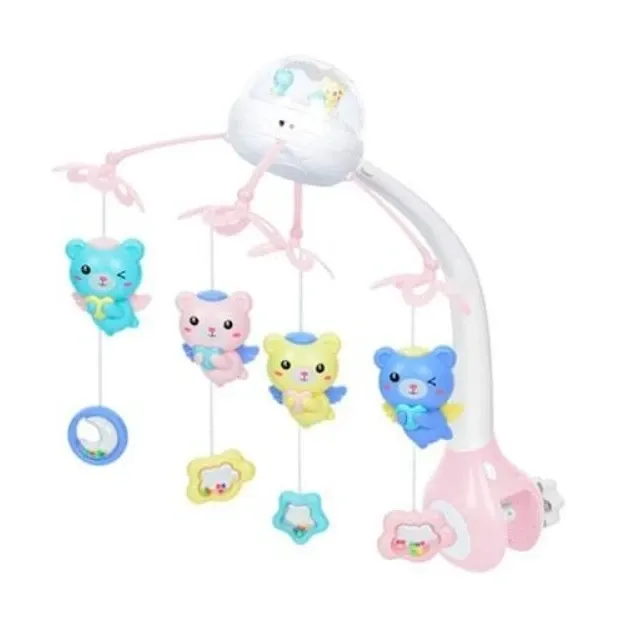 Карусель мобіль з підвісними іграшками 4шт працює від акаммулятора Рожевий (6688 B) Чернигов - изображение 1