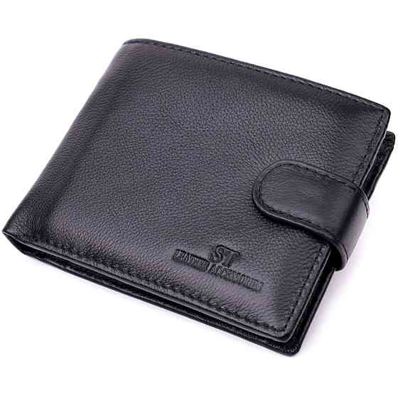 Мужской горизонтальный кожаный кошелек черный (ST Leather) Киев