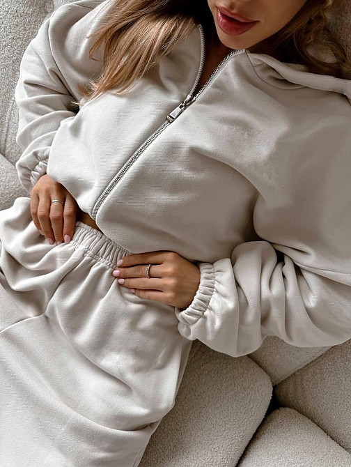 Жіночий теплий затишний костюм: кофта та штани двосторонній фліс Сірий, 44/46 Одеса - фото 1