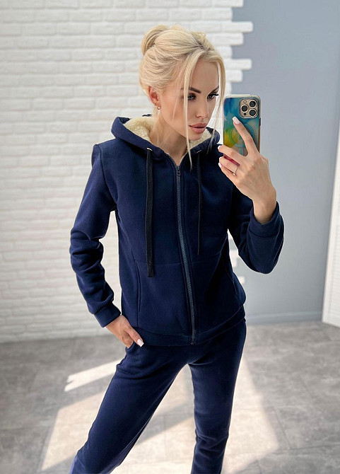 Зимовий спортивний костюм на хутрі "Nord" оптом | Норма Темно-синій, 46-48 Київ - фото 2