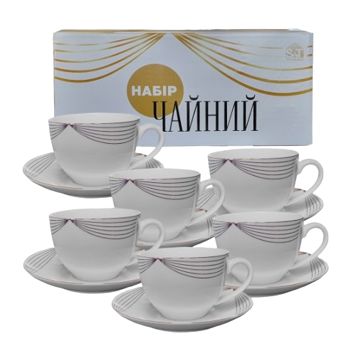 Сервіз чайний Жардін 12 предметів (ч.280мл/блюдце d15см) кераміка білий 1753-5 S&T Житомир