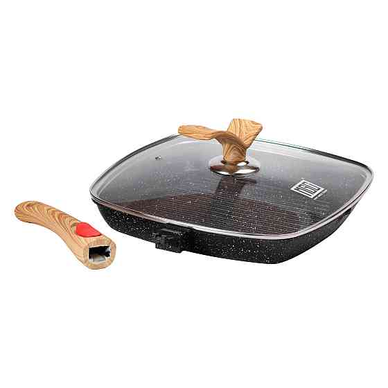 MGC Алюмінієва сковорода-гриль 28 см зі скляною кришкою, квадратна, чорна MGC HP-4-462B Коломыя