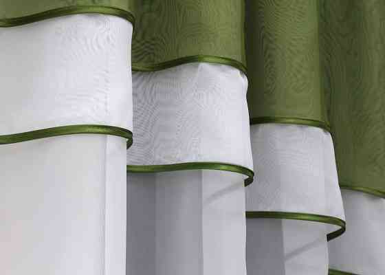 Кухонная гардина VR-Textil № 036к арка белый с оливковым 280х170 см (52-0926) Киев