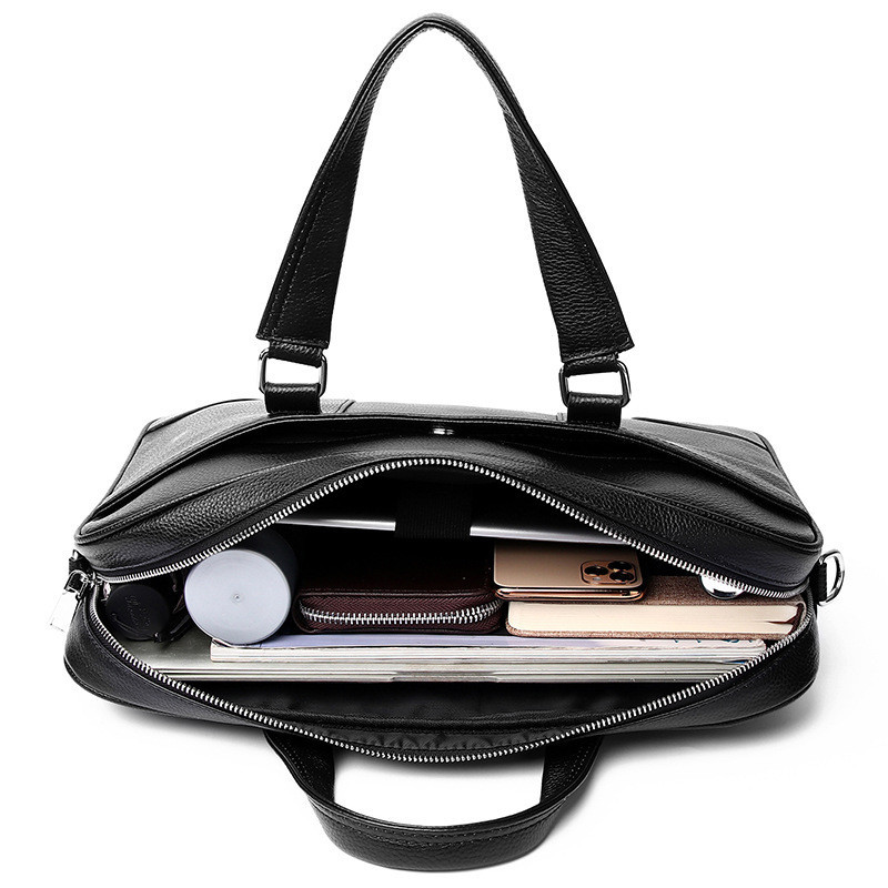 Чоловіча шкіряна сумка портфель для документів і ноутбука чорна ділова класична на плече містка Київ - фото 8