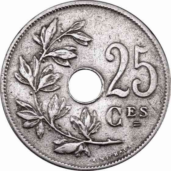 Бельгія 25 сантимів, 1908-1909 Напис французькою - 'BELGIQUE' Полтава