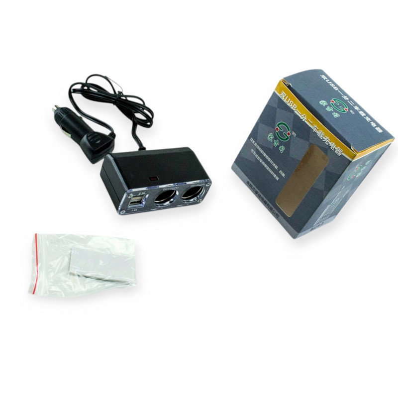 Разветвитель прикур. 2 вых. 5А, 60Вт, 2 USB 2.1А, провод 0,75м, Евро Мукачево - изображение 1