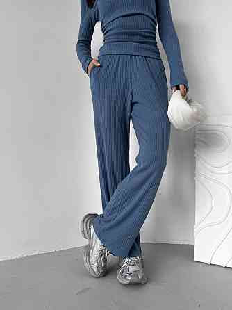 Женский базовый костюм двойка: лонгслив и брюки ангора рубчик Джинс, 42/44 Одесса