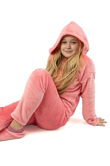 Піжама підліткова для дівчинки, рожева, тепла, велсофт, топ 158 Київ - фото 1