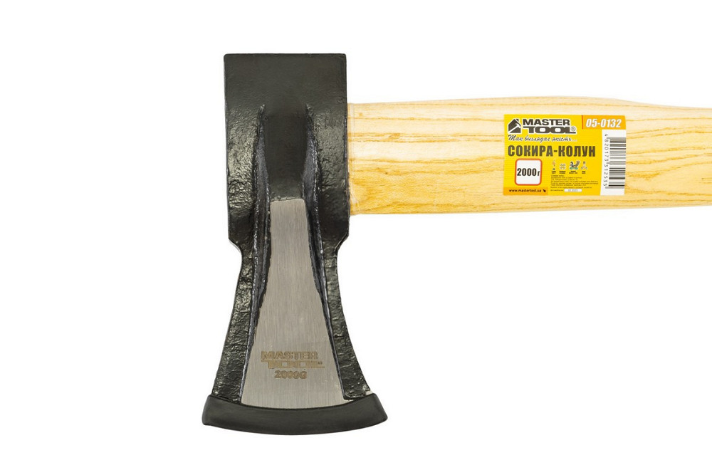 Топор-колун MASTERTOOL 2000 г HRC 50 ручка из дерева с полимерной защитой 900 мм 05-0132 Ровно - изображение 4
