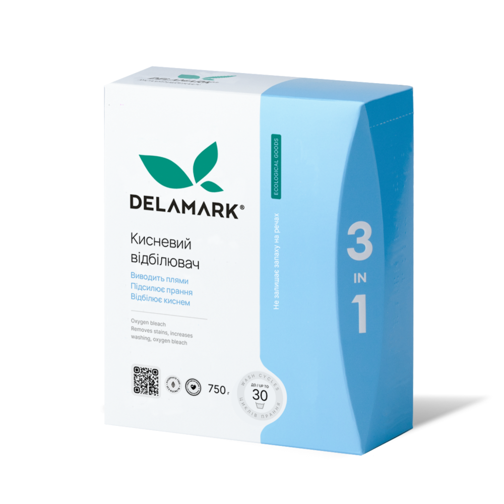 Пятновыводитель и усилитель стирального порошка +Кислород DeLaMark 750 г Киев - изображение 1