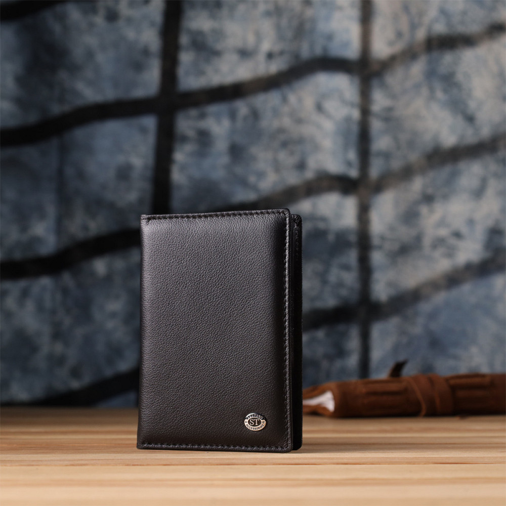 Стильная обложка на паспорт универсального формата из натуральной кожи ST Leather 23078 Черный Киев - изображение 8