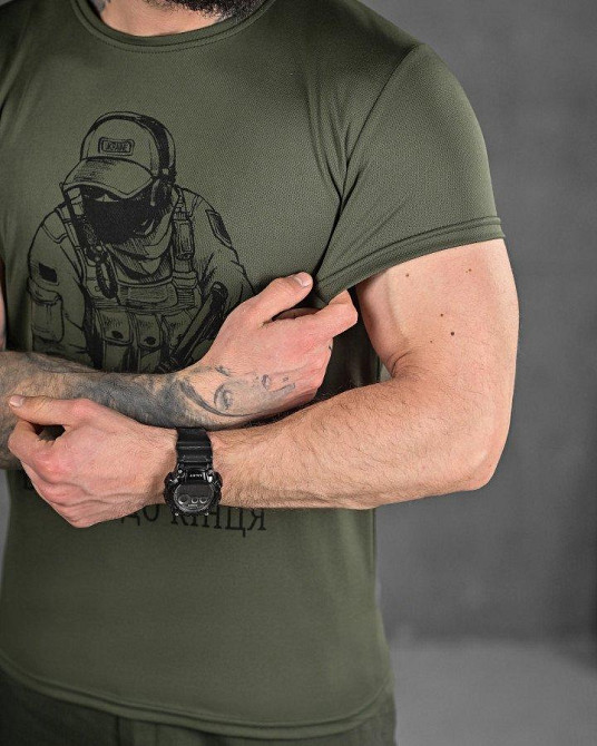 Тактична футболка потоотводяща Вперед до кінця oliva ДЛ6509 Одеса - фото 4