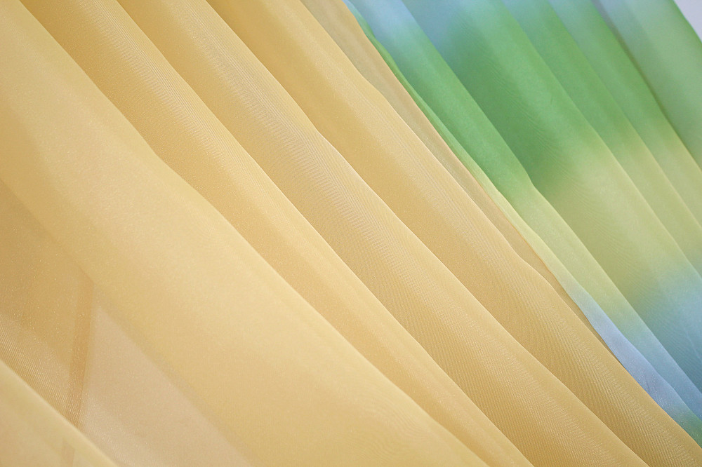 Кухонні шторки VR-Textil № 111к комбіновані золотистий з оливково-жовтим та блакитним 400х170 см (52-0225) Київ - фото 5