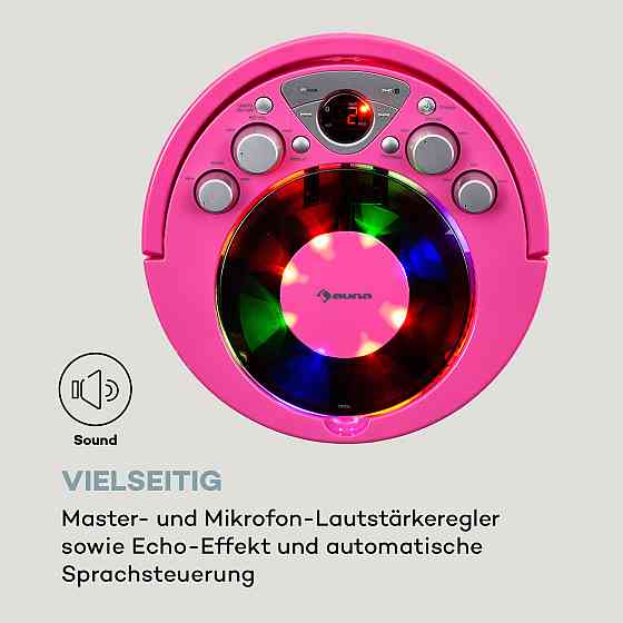 Караоке-система SingSing BT 2 мікрофони CD-плеєр BT Світлодіодний світловий ефект Мобільний Рожевий (Німеччина, Рівне