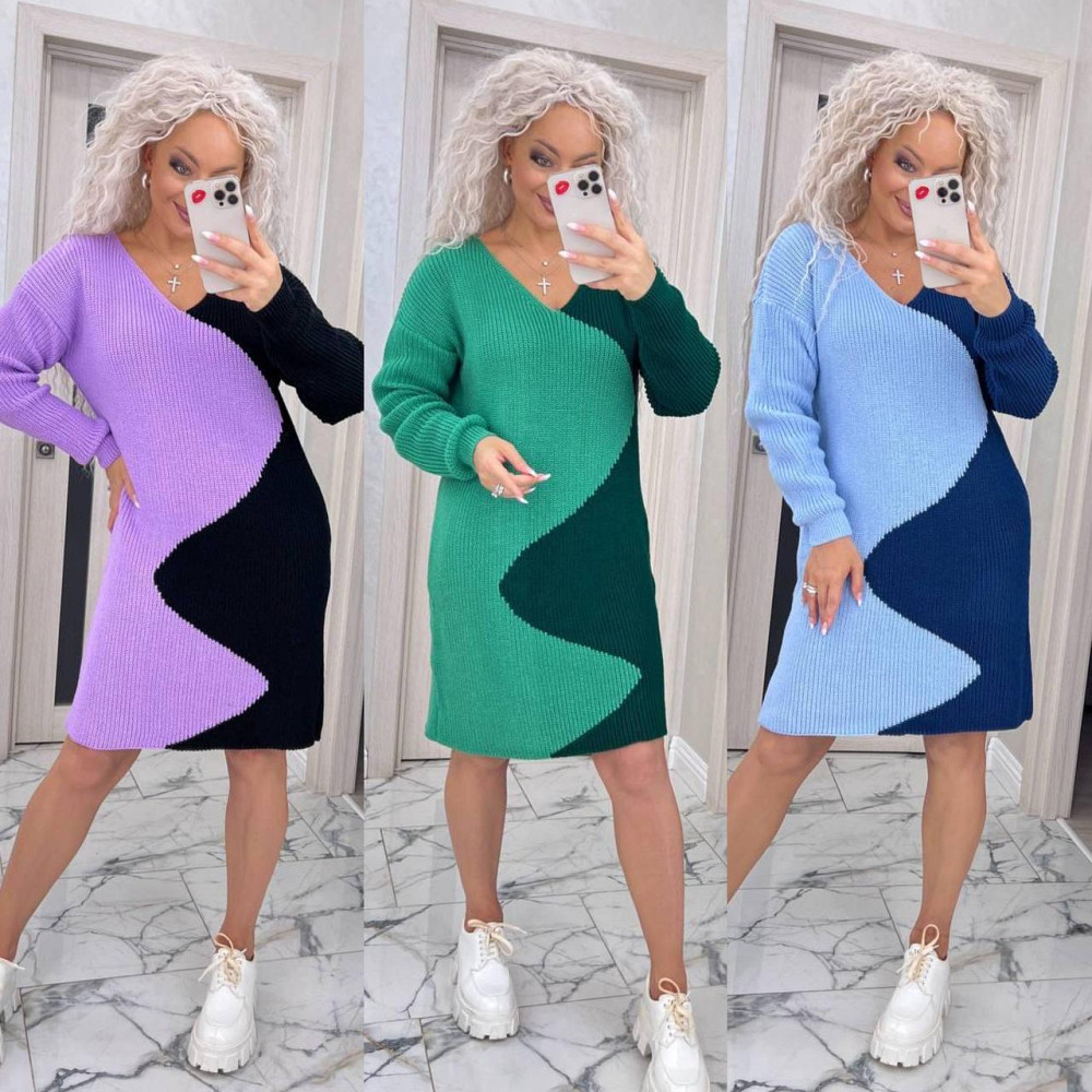 Женск яркое модное вязаное платье туника . 46-56р Київ - фото 1