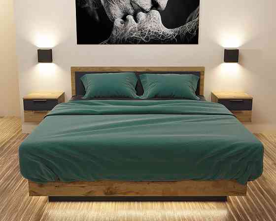 Кровать Кристалл №2 двуспальная, Дуб Аппалачи/Антрацит, 2035х1432х850 Львов