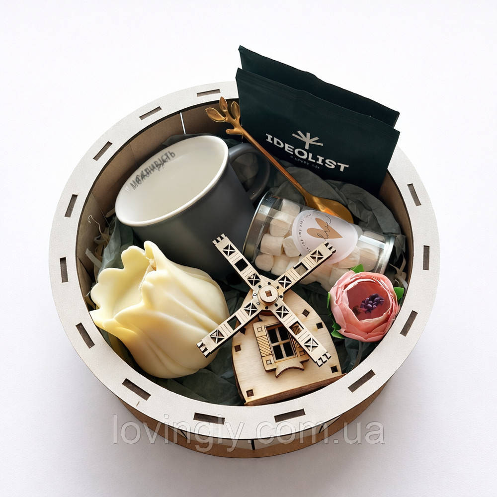 Весняний подарунковий бокс з чашкою, кавою та свічкою-тюльпаном Ірпінь - фото 7