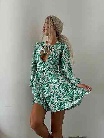 Жіноче стильне повсякденне літнє плаття софт принт Зелений, 42/44 Одеса