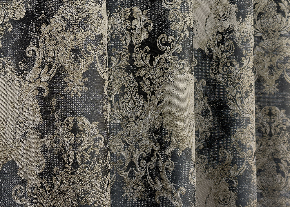 Комплект штор на люверсах VR-Textil Льон Преміум № 1694ш Чорний з бежевим 150х280 см 2 шт (37-0246) Київ - фото 8